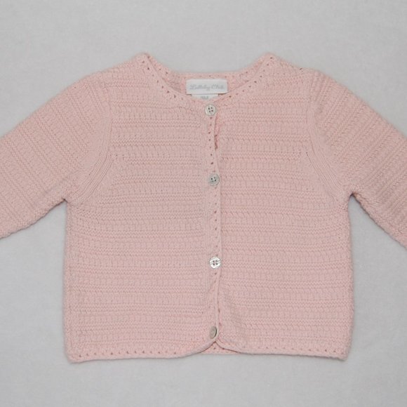 Lullaby Club Girls Infant 9M, Blush Pink, Cotton, Button Down Knit Cardigan - Picture 2 of 8